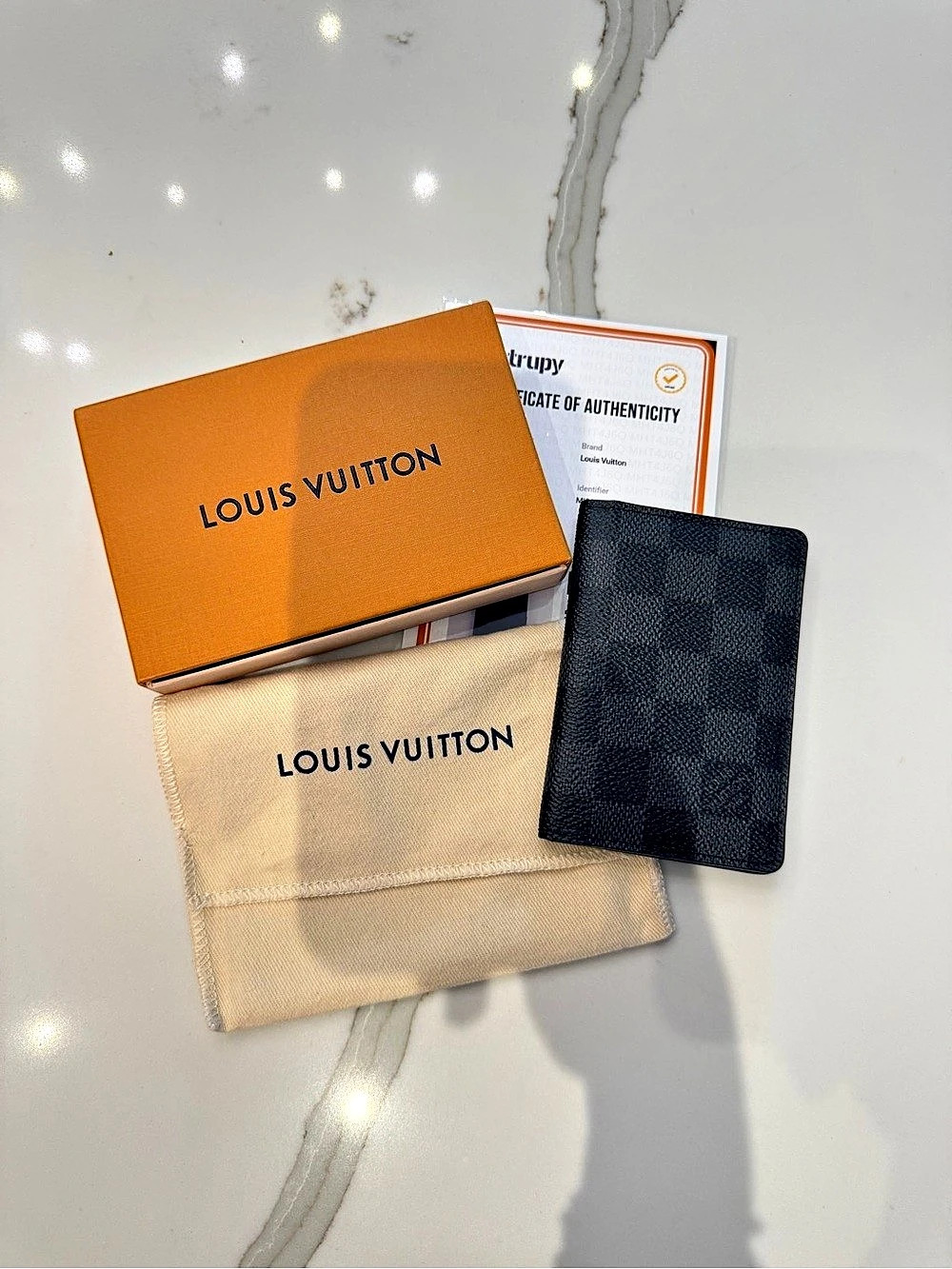 Louis Vuitton Pocket Organizer Damier Graphite Canvas Black Wallet
